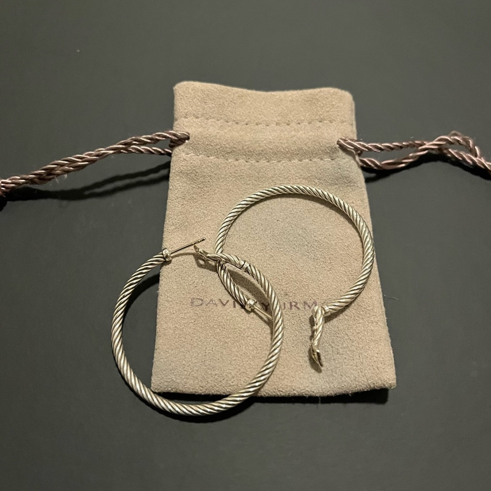 David Yurman silver classic cable hoop earrings